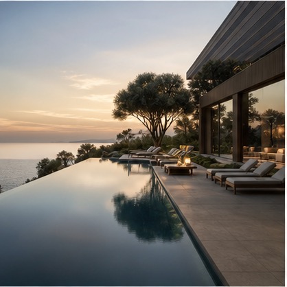 Estate masterplan with gardens and water features